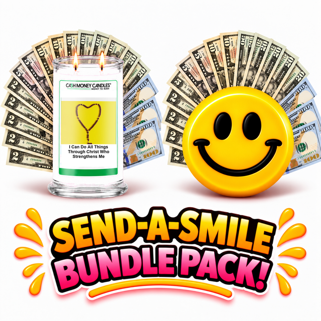 Send-A-Smile! Cash Wax Melt + I Can Do All Things Through Christ Who Strengthens Me Cash Candle Bundle