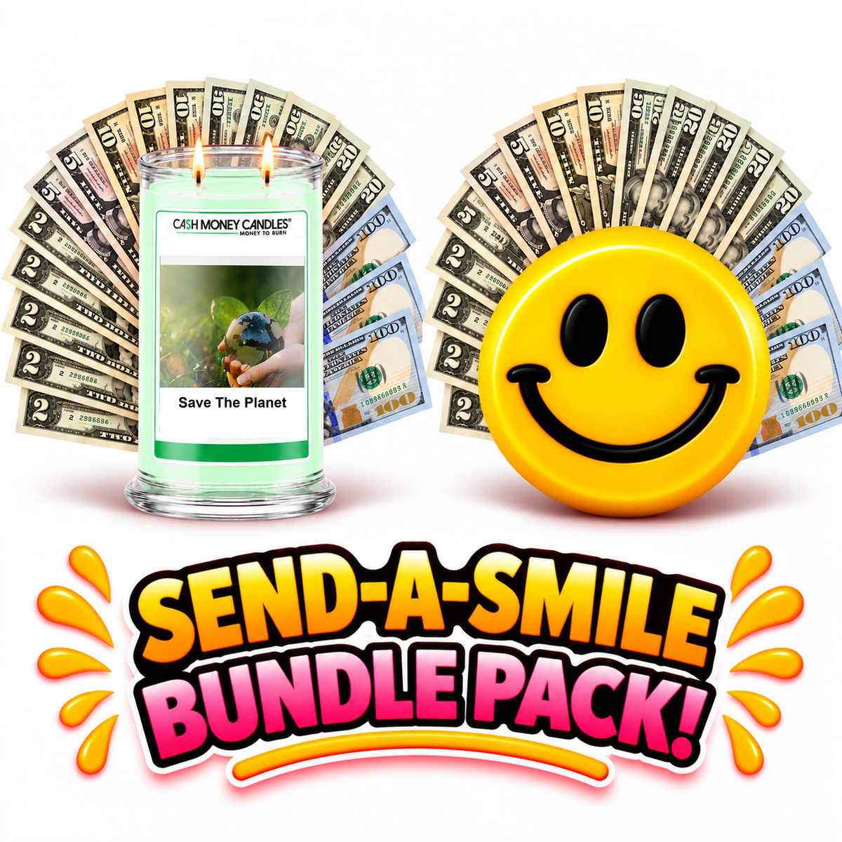Send-A-Smile! Cash Wax Melt + Save The Planet Cash Candle Bundle