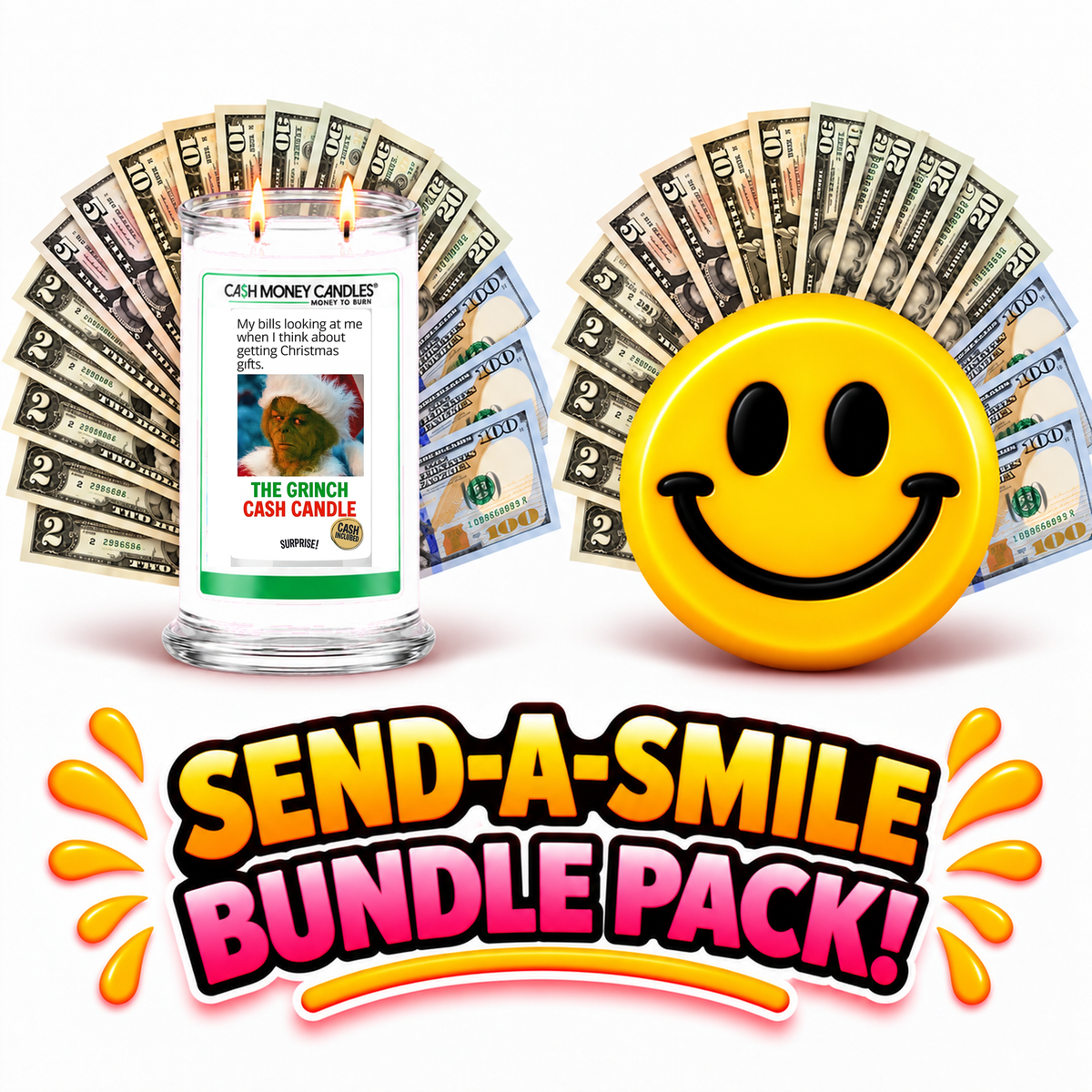 Send-A-Smile! Cash Wax Melt + The Grinch Cash Candle Bundle