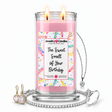 The Sweet Smell of Your Birthday Jewelry Candle with two lit flames and jewelry