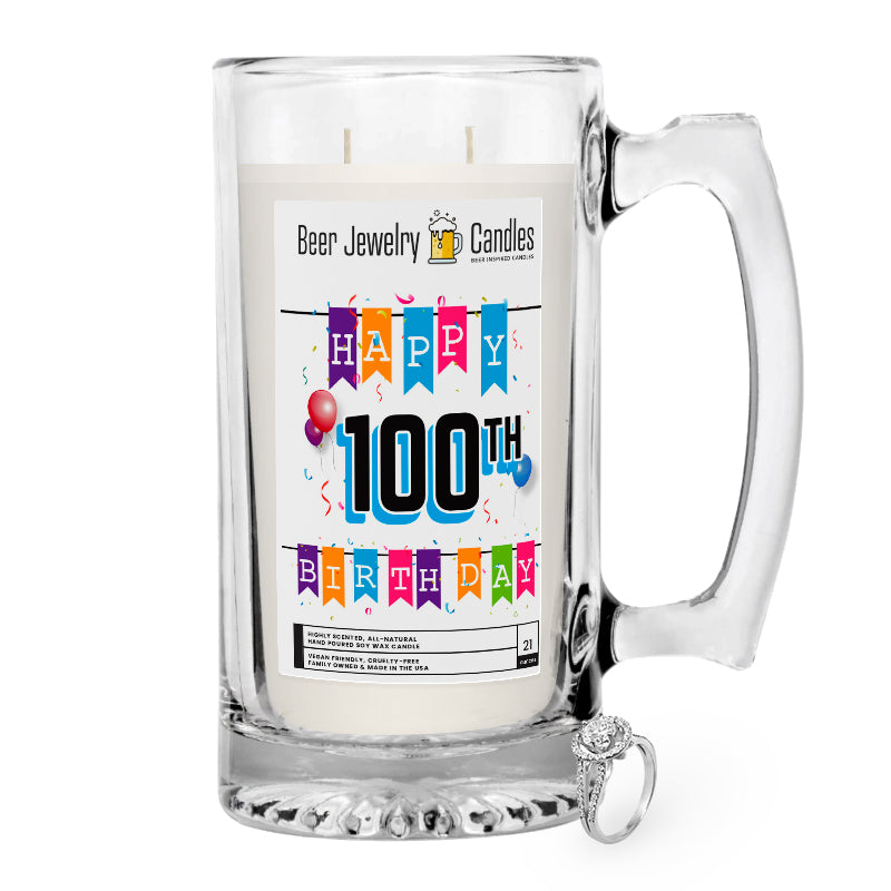 Happy 100th Birthday Beer Jewelry Candle