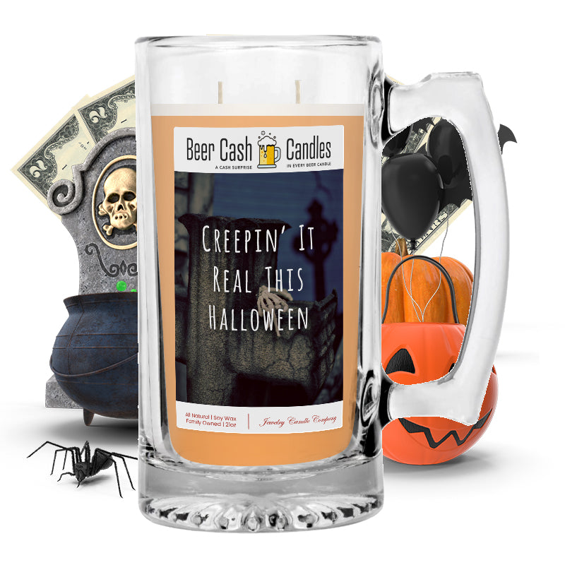 Creepin' real this halloween Beer Cash Candle