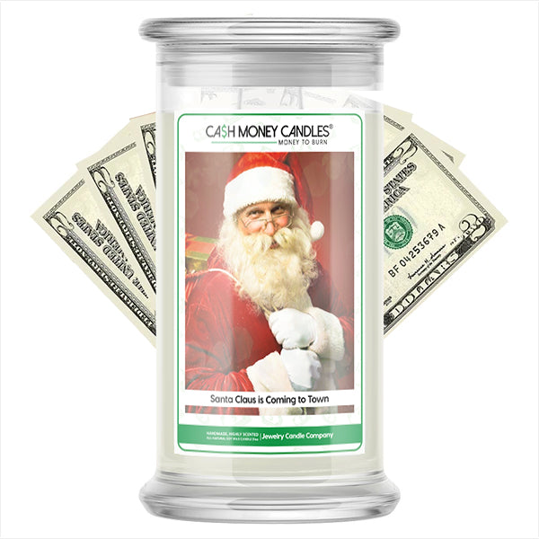 Santa Claus is Coming to Town Cash Money Candles