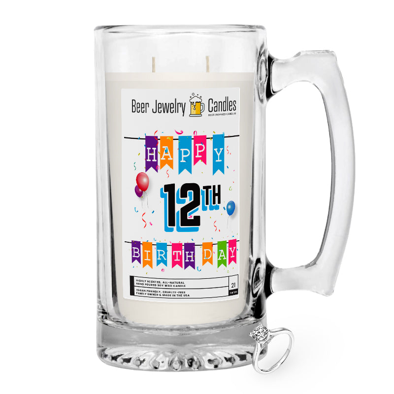 Happy 12th Birthday Beer Jewelry Candle