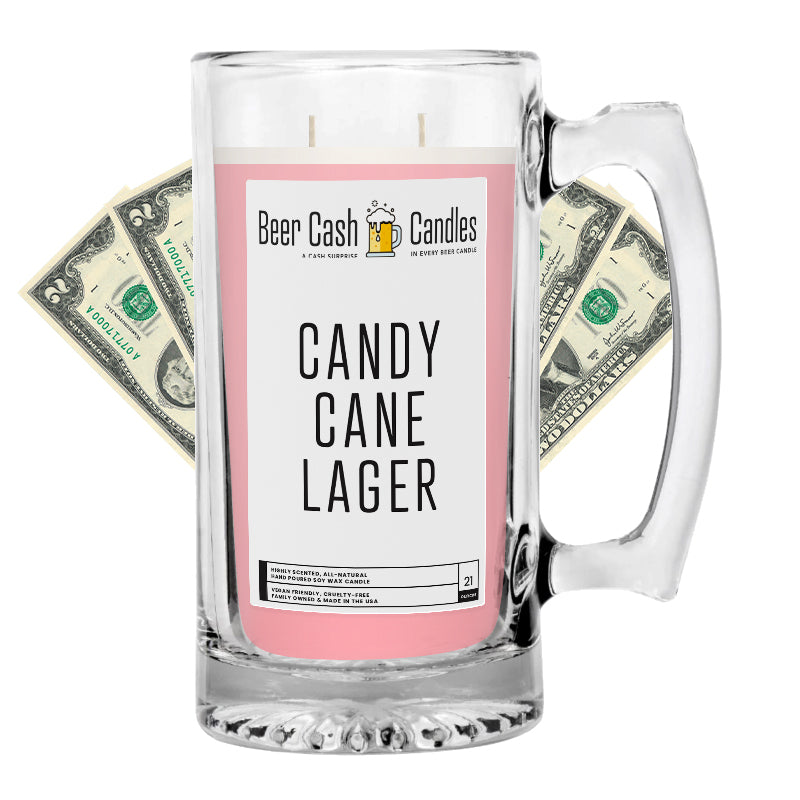 Candy Cane Lager Beer Cash Candle