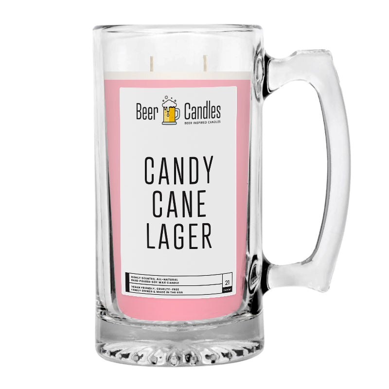 Candy Cane Lager Beer Candle