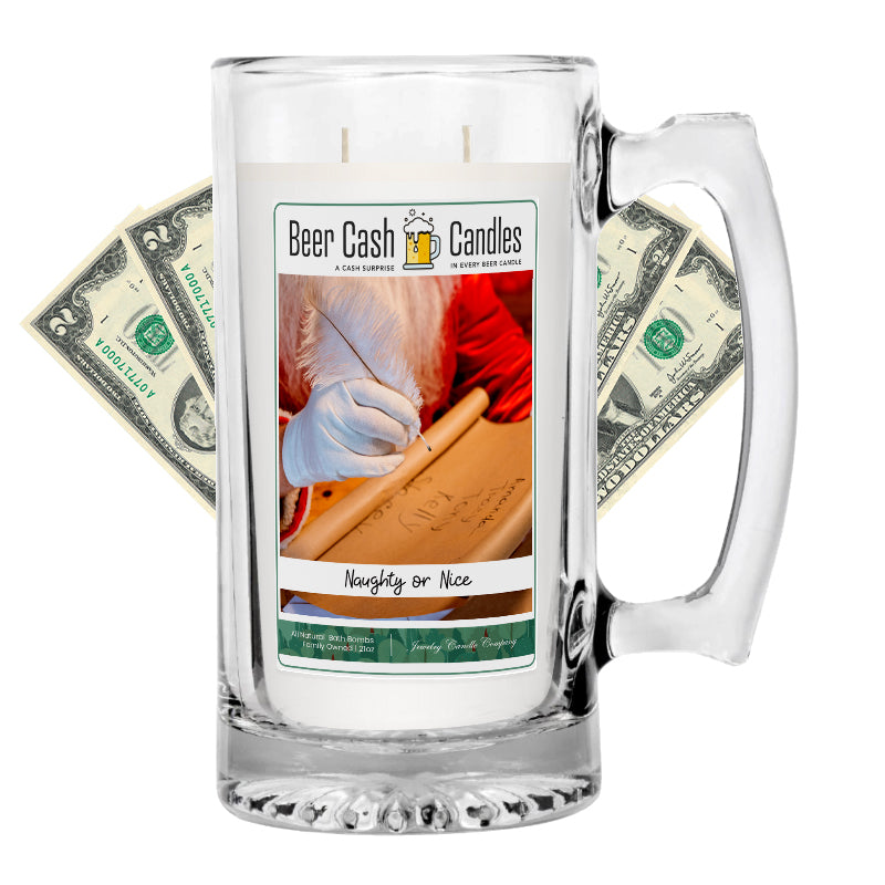 Naughty or Nice Beer Cash Candle