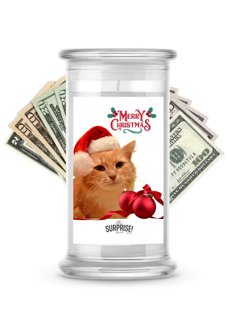 Merry Christmas Cat | Christmas Surprise Cash Candles