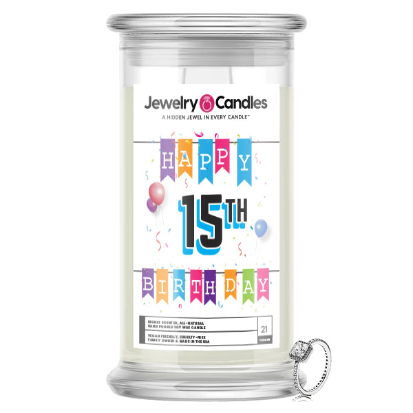 Happy 15th Birthday Jewelry Candle