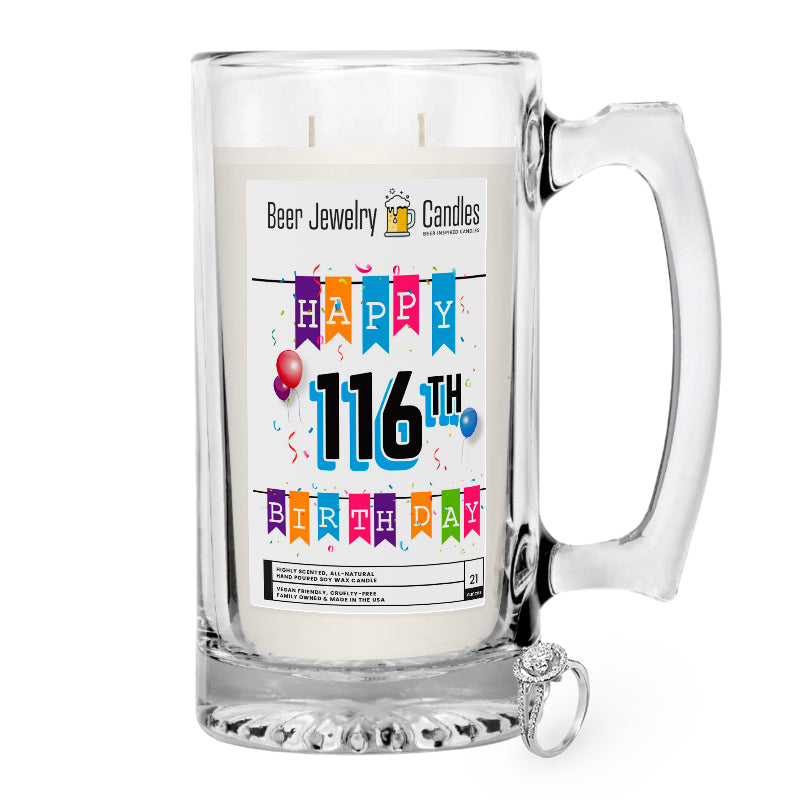Happy 116th Birthday Beer Jewelry Candle