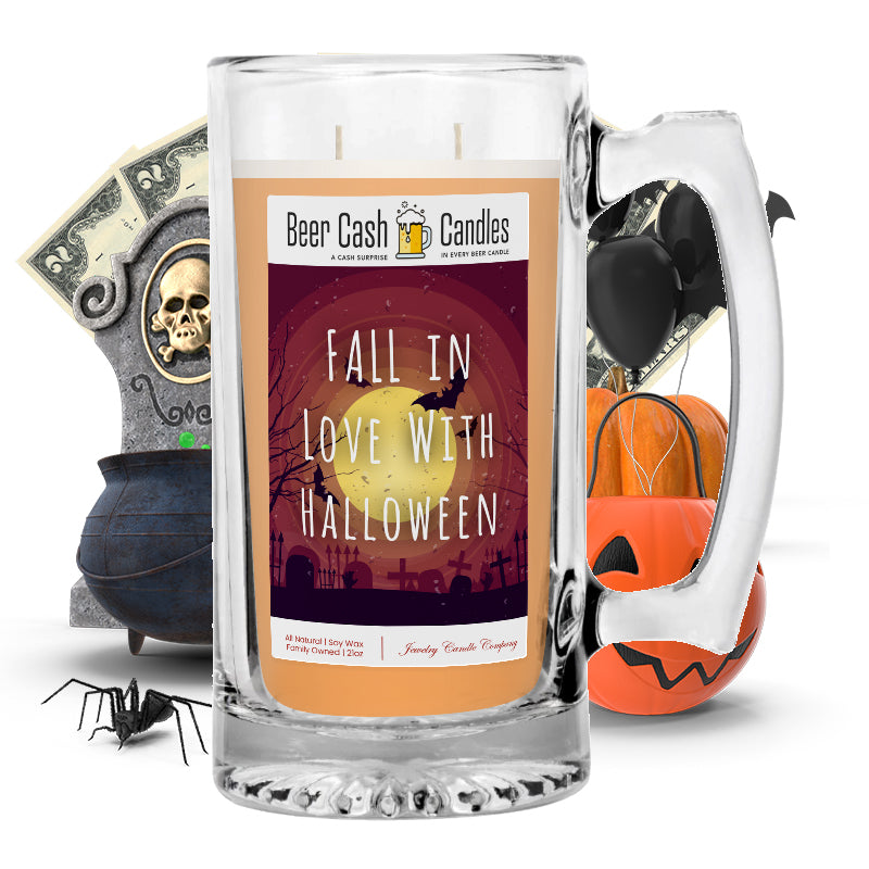Fall in love with halloween Beer Cash Candle