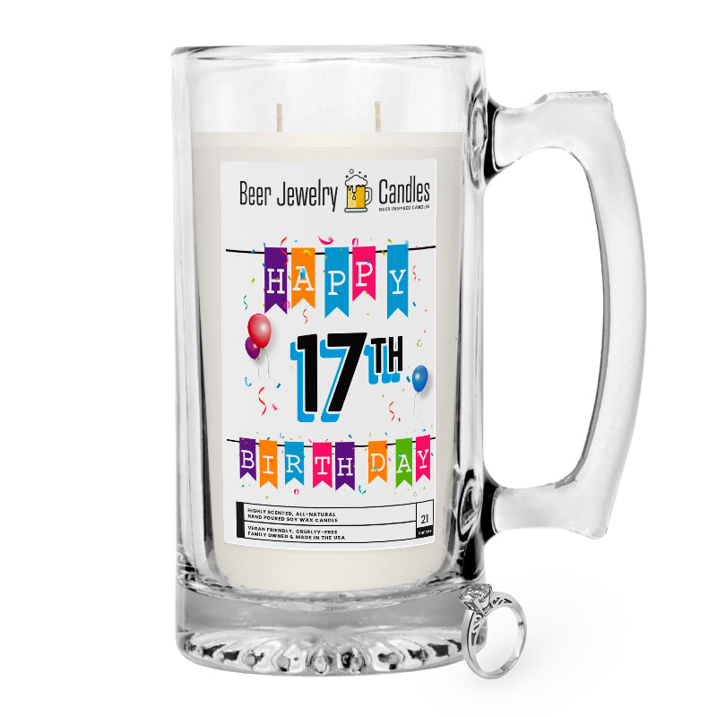 Happy 17th Birthday Beer Jewelry Candle