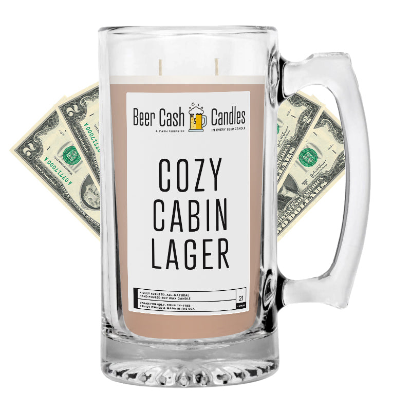 Cozy Cabin Lager Beer Cash Candle
