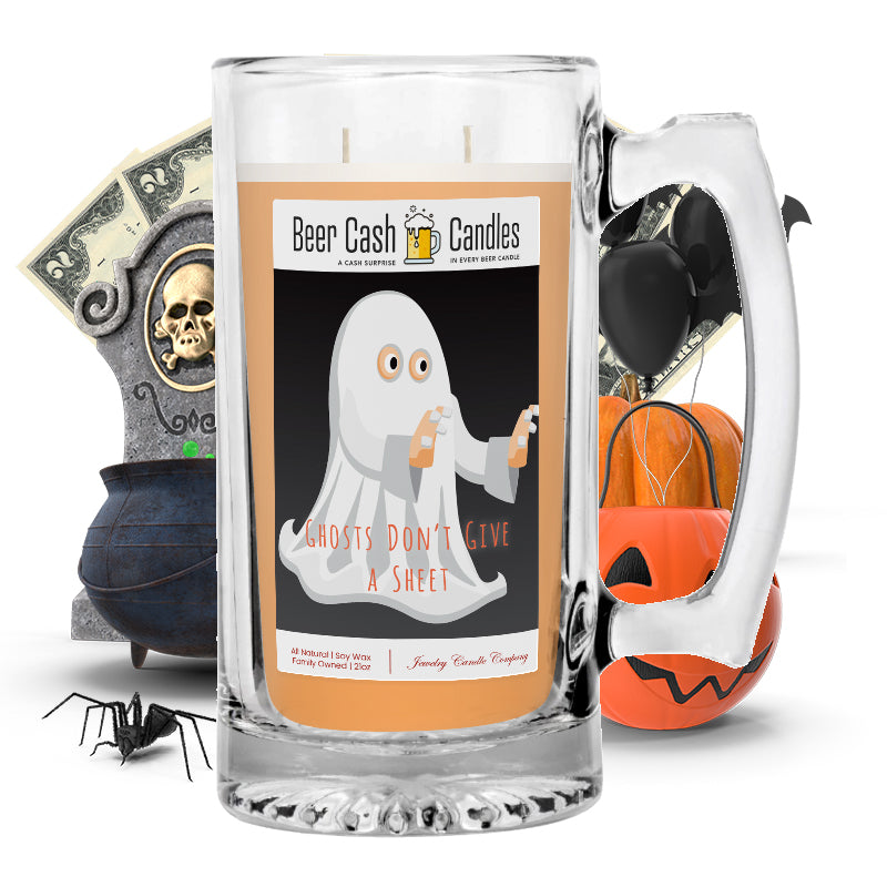 Ghosts don't give a sheet Beer Cash Candle