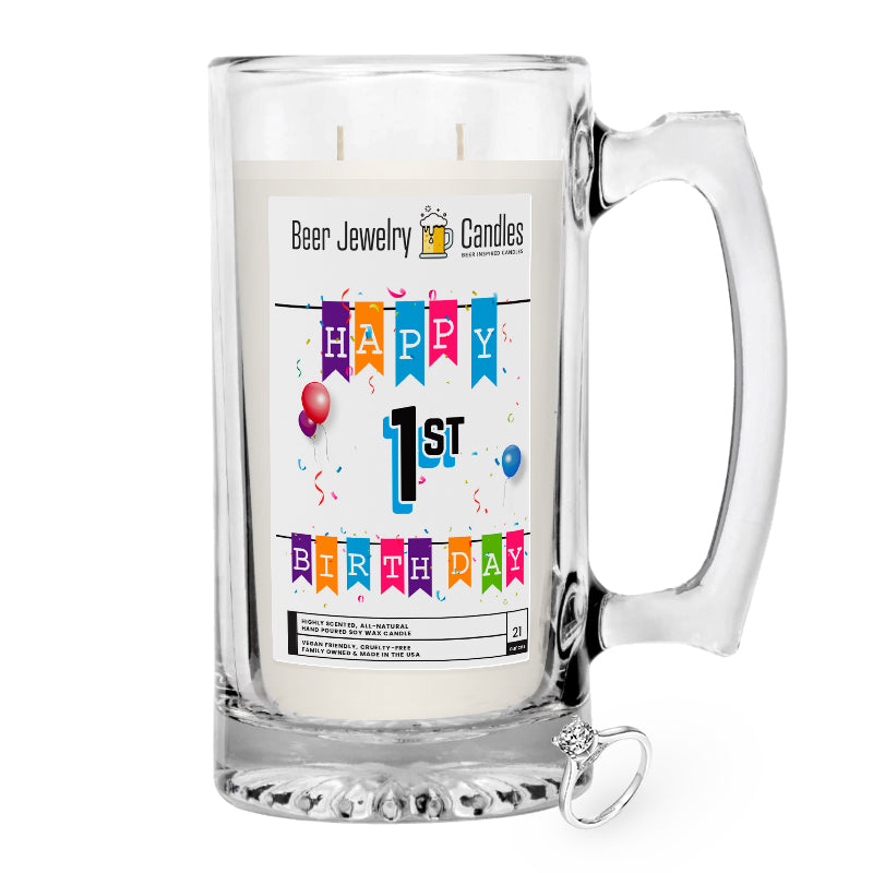 Happy 1st Birthday Beer Jewelry Candle