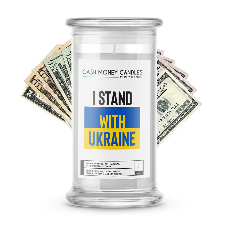 I Stand With Ukraine Cash Money Candle