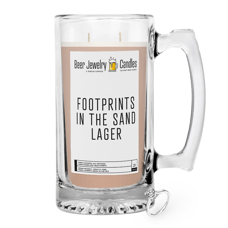 Footprints in the Sand Lager Beer Jewelry Candle