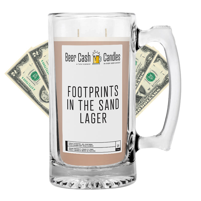 Footprints in the Sand Lager Beer Cash Candle