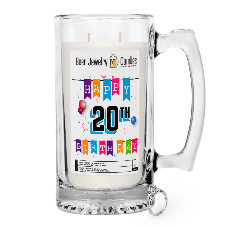 Happy 20th Birthday Beer Jewelry Candle
