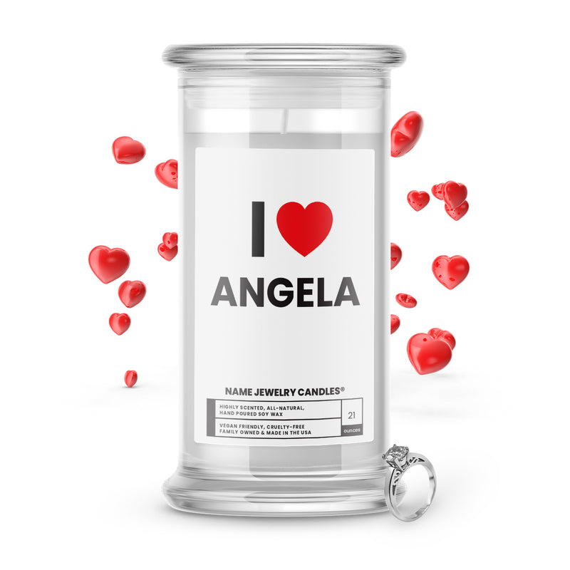 I ❤️ ANGELA | Name Jewelry Candles