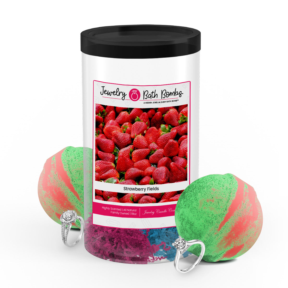 Strawberry Fields Jewelry Bath Bombs Twin Pack