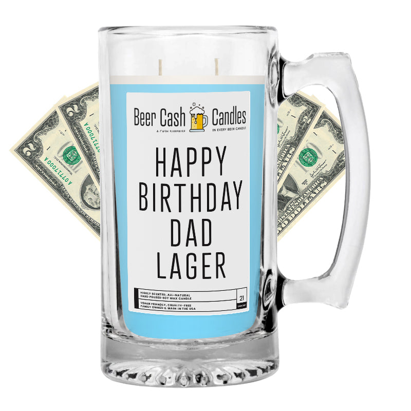 Happy Birthday Dad Lager Beer Cash Candle