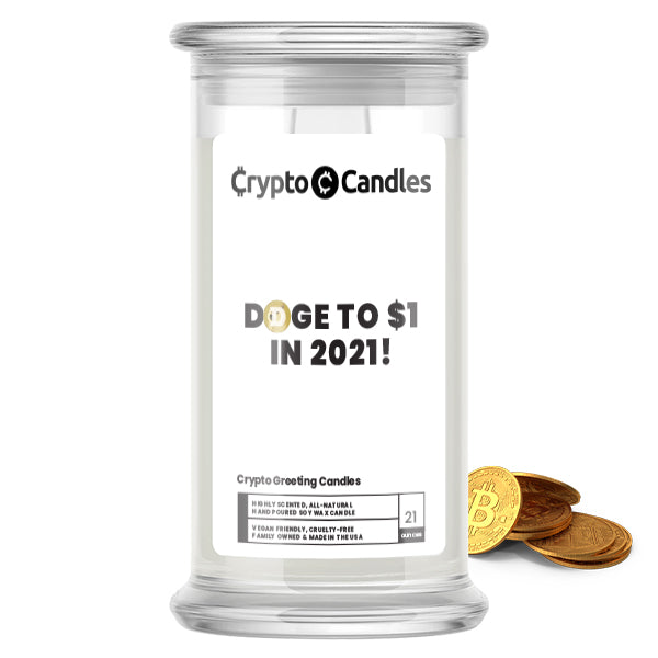 Doge to $1 in 2021 Crypto Greeting Candles