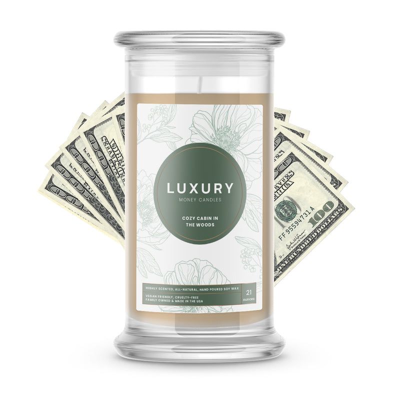 Cozy Cabin in the Woods Luxury Money Candles