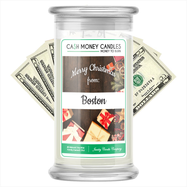 Merry Christmas From BOSTON  Cash Money Candles