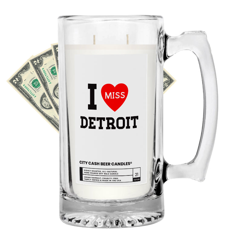 I miss Detroit City Cash Beer Candle