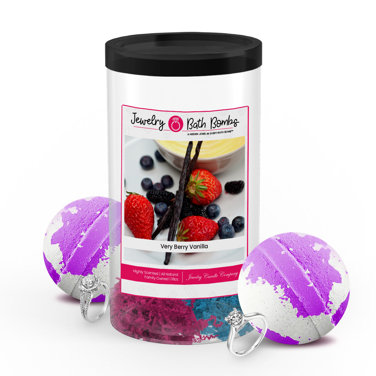 Very Berry Vanilla Jewelry Bath Bombs Twin Pack