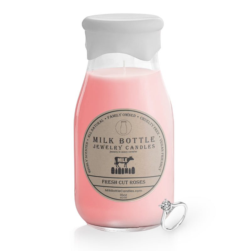 Fresh Cut Roses - Milk Bottle Jewelry Candles