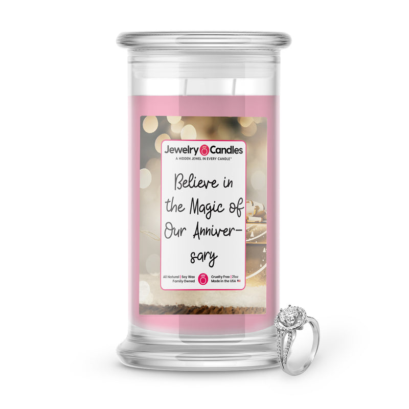 Believe in the magic of our anniversary jewelry candle