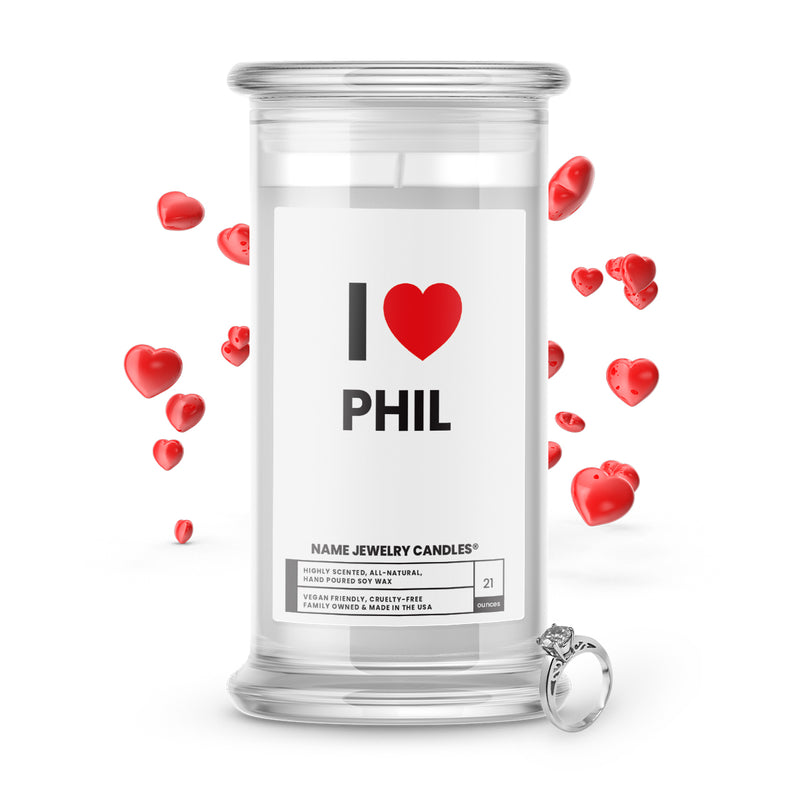 I ❤️ PHIL | Name Jewelry Candles