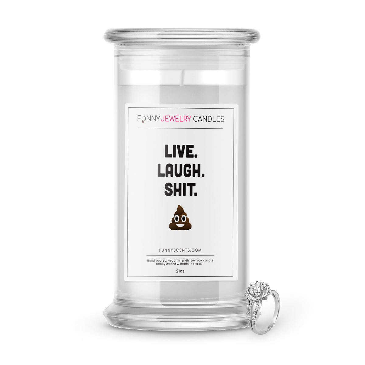 Live. Laugh. Shit. Jewelry Funny Candles