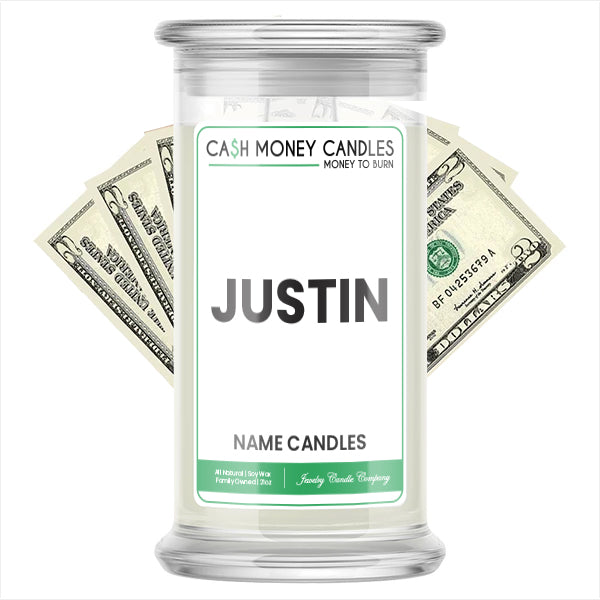 JUSTIN Name Cash Candles