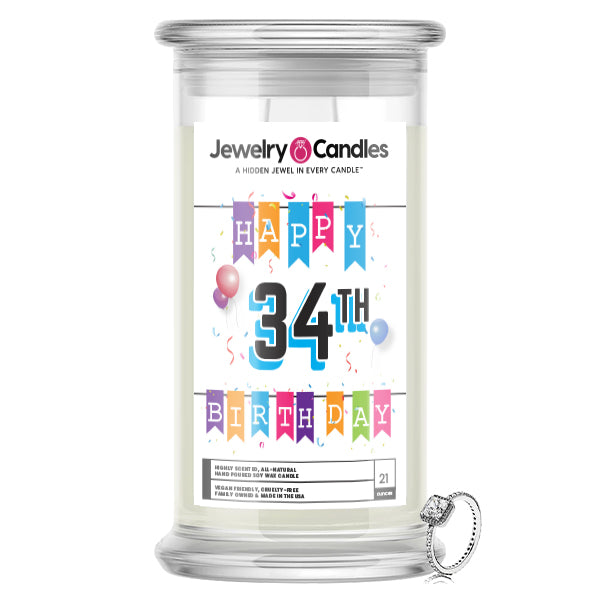Happy 34th Birthday Jewelry Candle