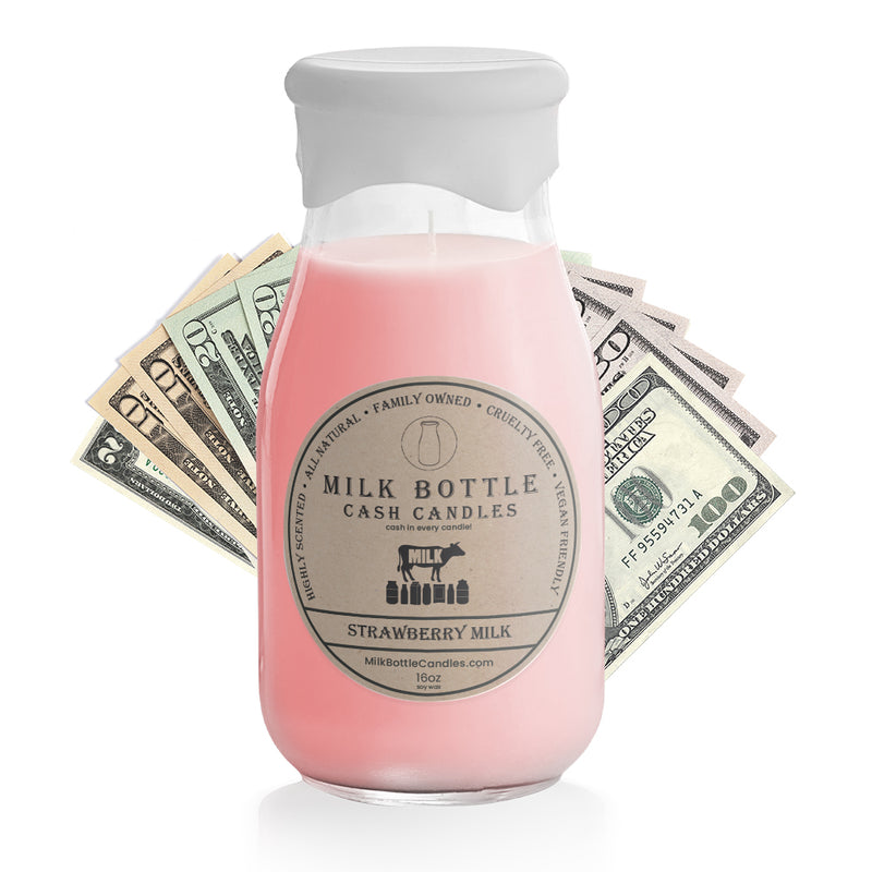 Strawberry Milk - Milk Bottle Cash Candles