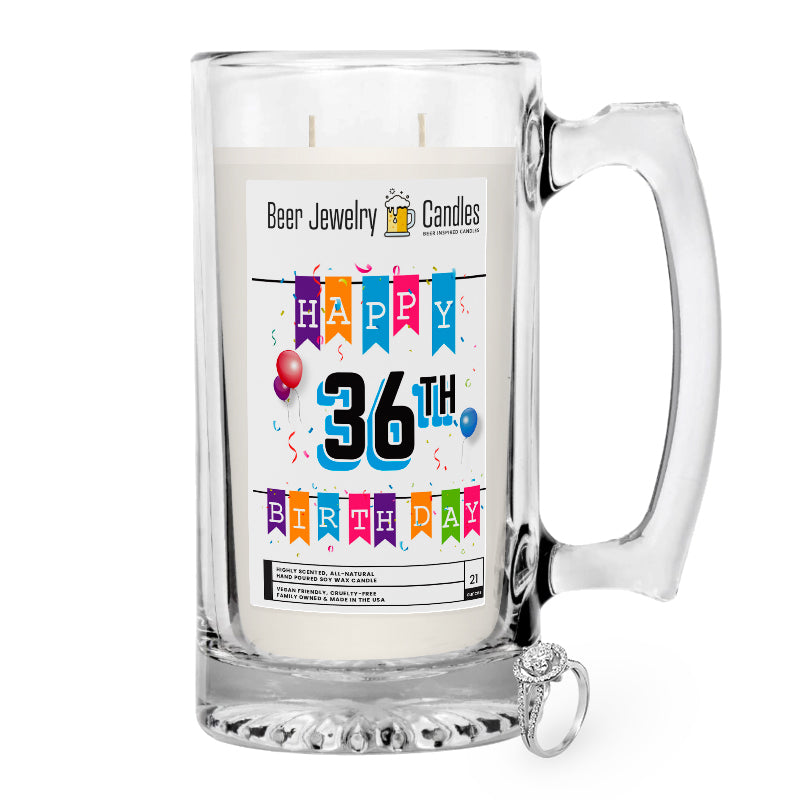 Happy 36th Birthday Beer Jewelry Candle