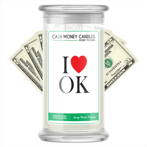 I Love OK Cash Money State Candles