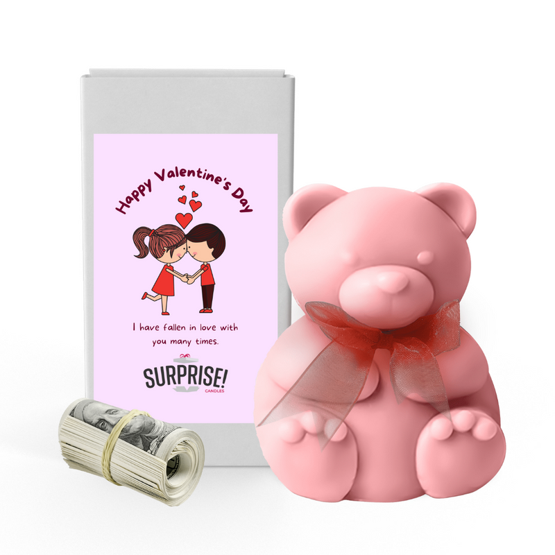 Happy Valentine's Day I have fallen in love with you many times | Valentines Day Surprise Cash Money Bear Wax Melts