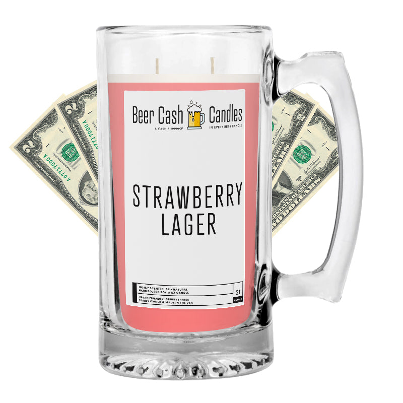 Strawberry Lager Beer Cash Candle