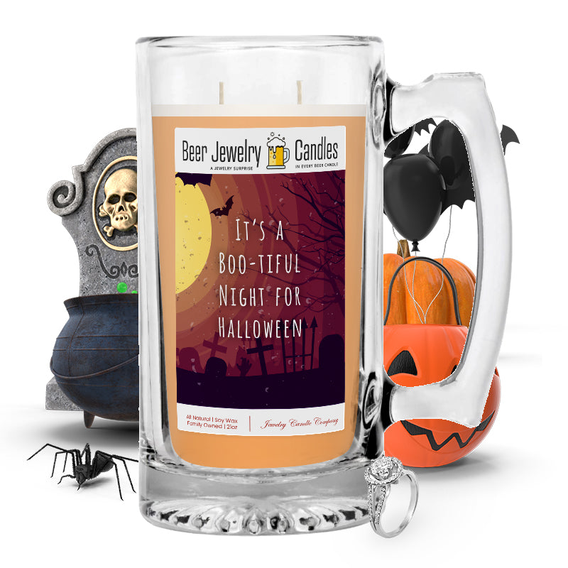 It's a boo-tiful night for halloween Beer Jewelry Candle