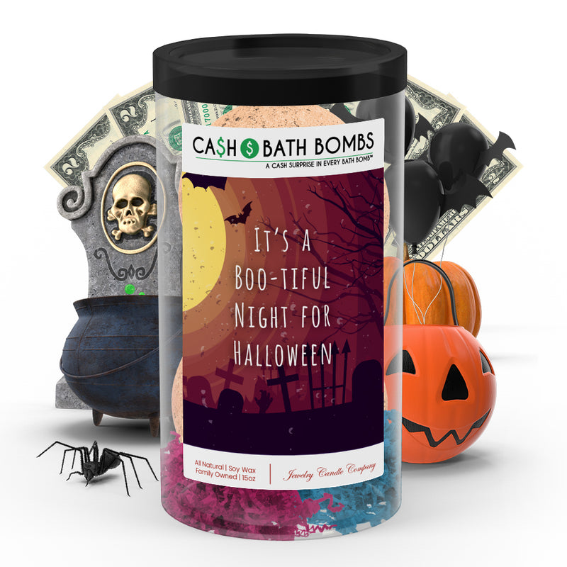 It's a boo-tiful night for halloween Cash Bath Bombs