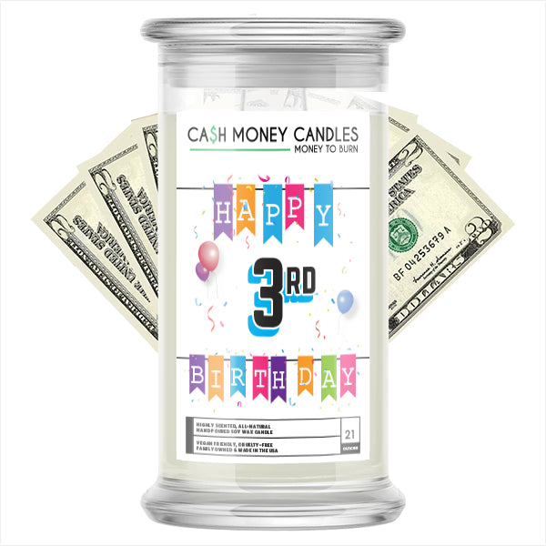 Happy 3rd Birthday Cash Candle