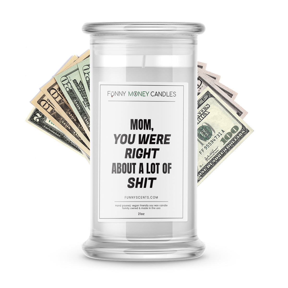 Mom, you were right about a lot of shit Money Funny Candles
