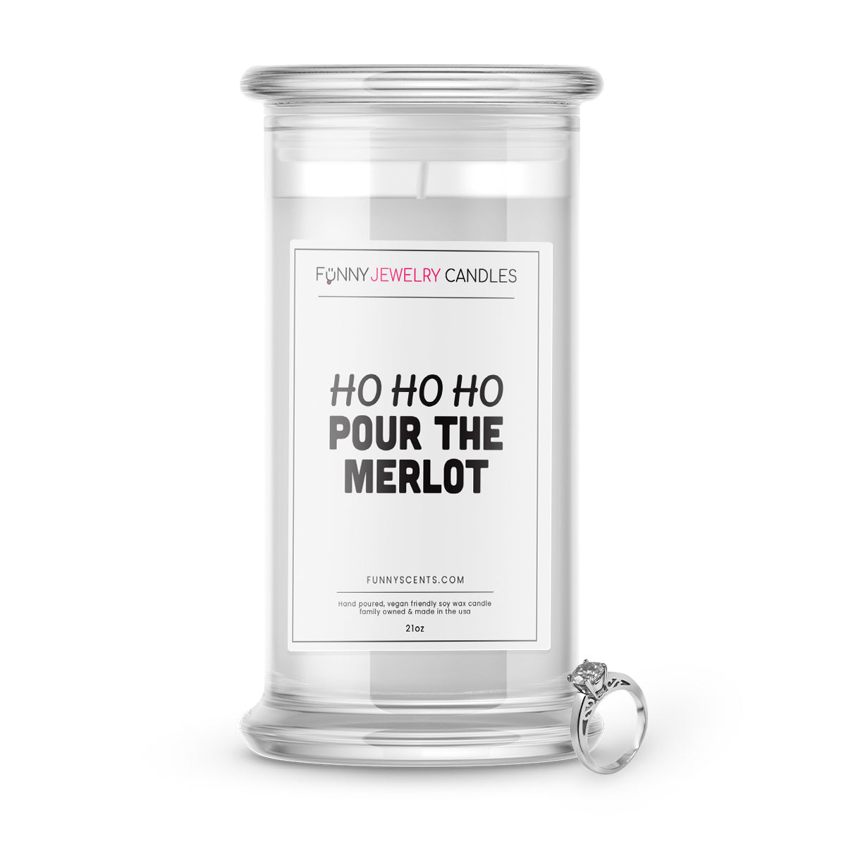 HO HO HO Pour The Merlot Jewelry Funny Candles