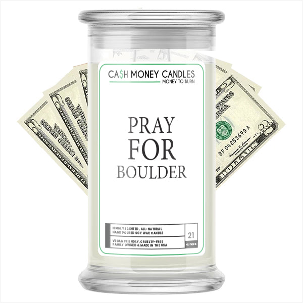 Pray For Boulder Cash Candle
