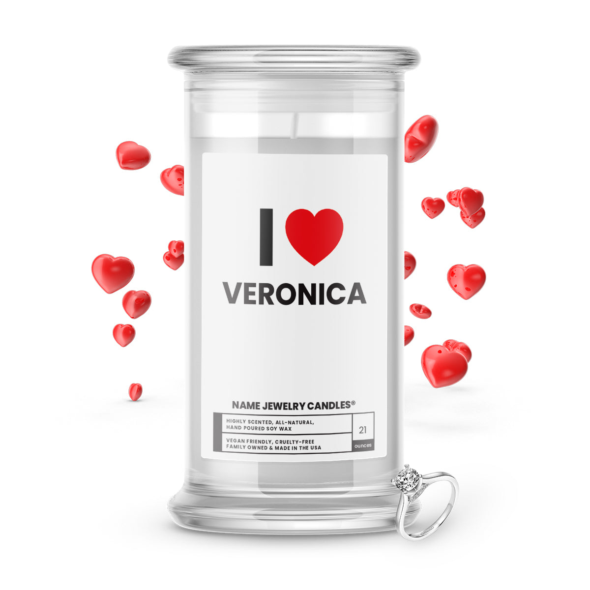 I ❤️ VERONICA | Name Jewelry Candles
