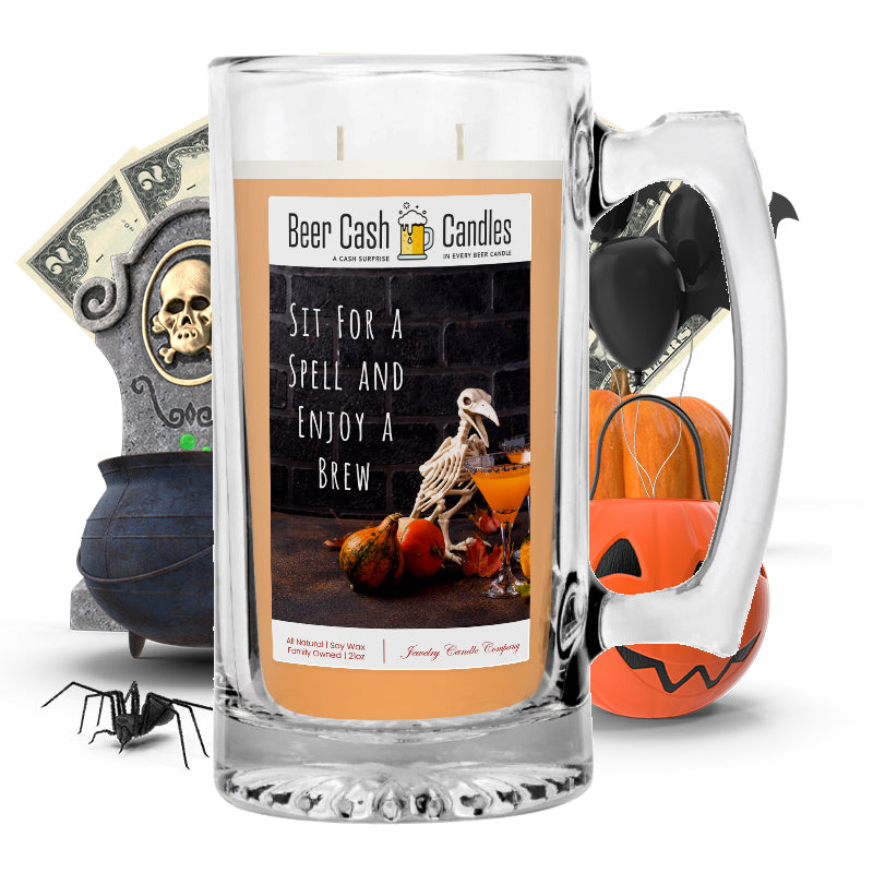 Sit for spell and enjoy a brew Beer Cash Candle